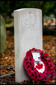 Headstone with wreath